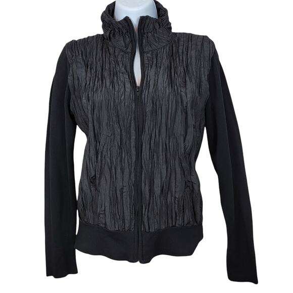 Ravel Futurecore Black Crinkle Tencel Zip Front Jacket  - Size M - Picture 1 of 8